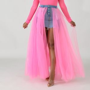 tulle denim skirt